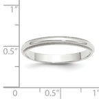 14k White Gold 3mm Milgrain Half Round Wedding Band