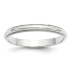 3.0mm 10K White Gold Milgrain Half Round Wedding Band - Sophia Jewelers