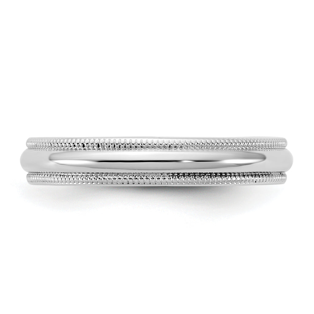 3.5mm 10K White Gold Milgrain Half Round Wedding Band - Sophia Jewelers