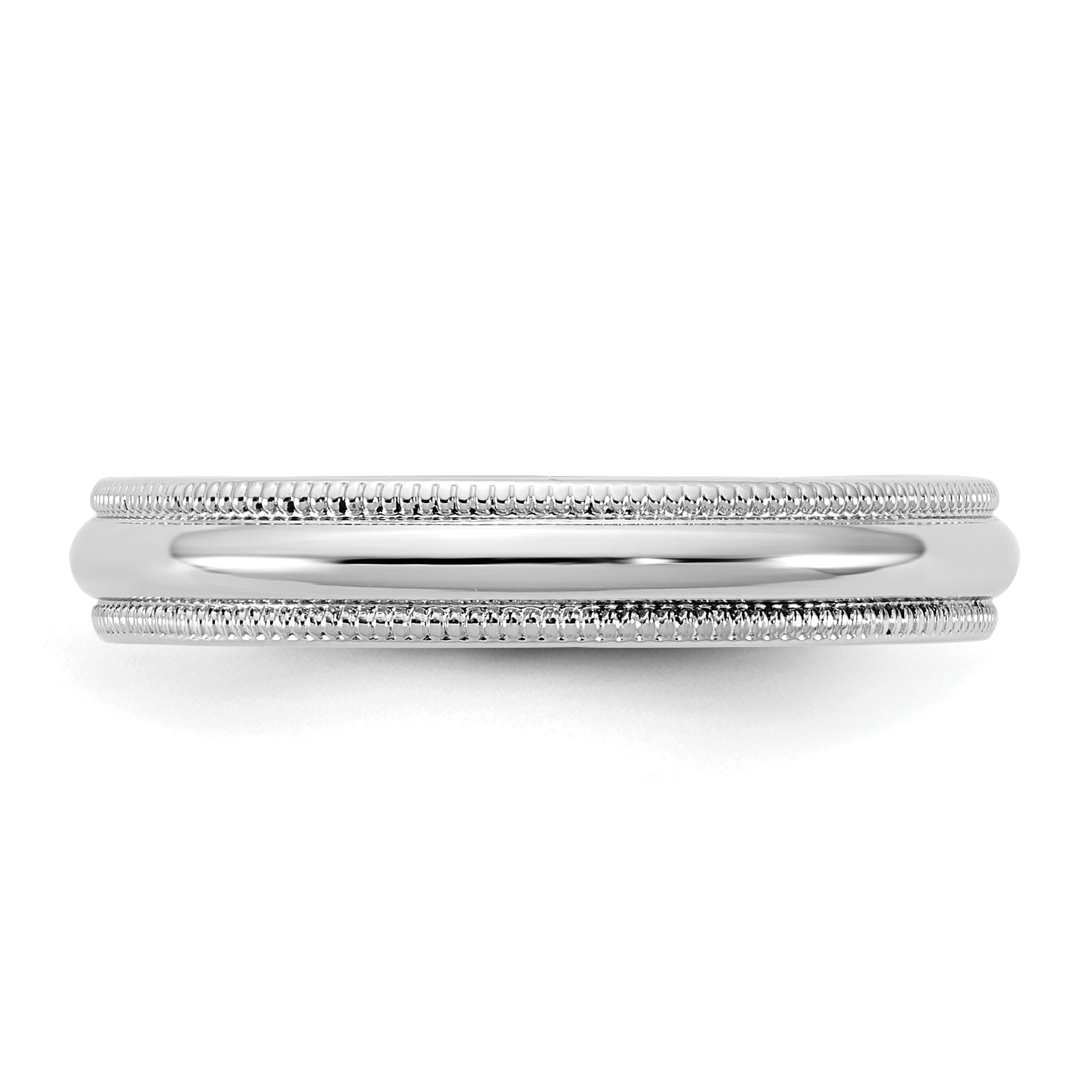 3.5mm 10K White Gold Milgrain Half Round Wedding Band - Sophia Jewelers
