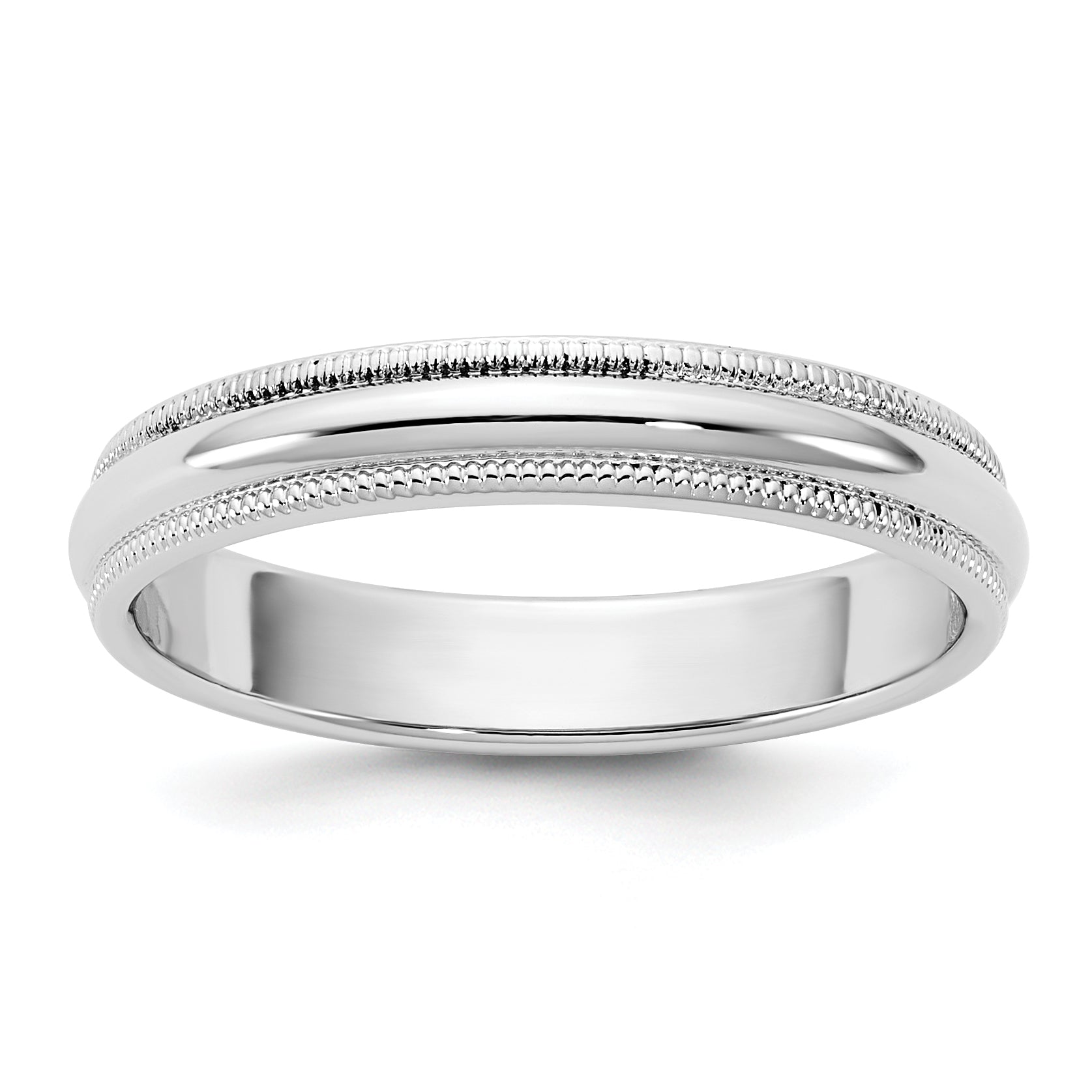 14KW 3.5mm Milgrain Half Round Band Size 14