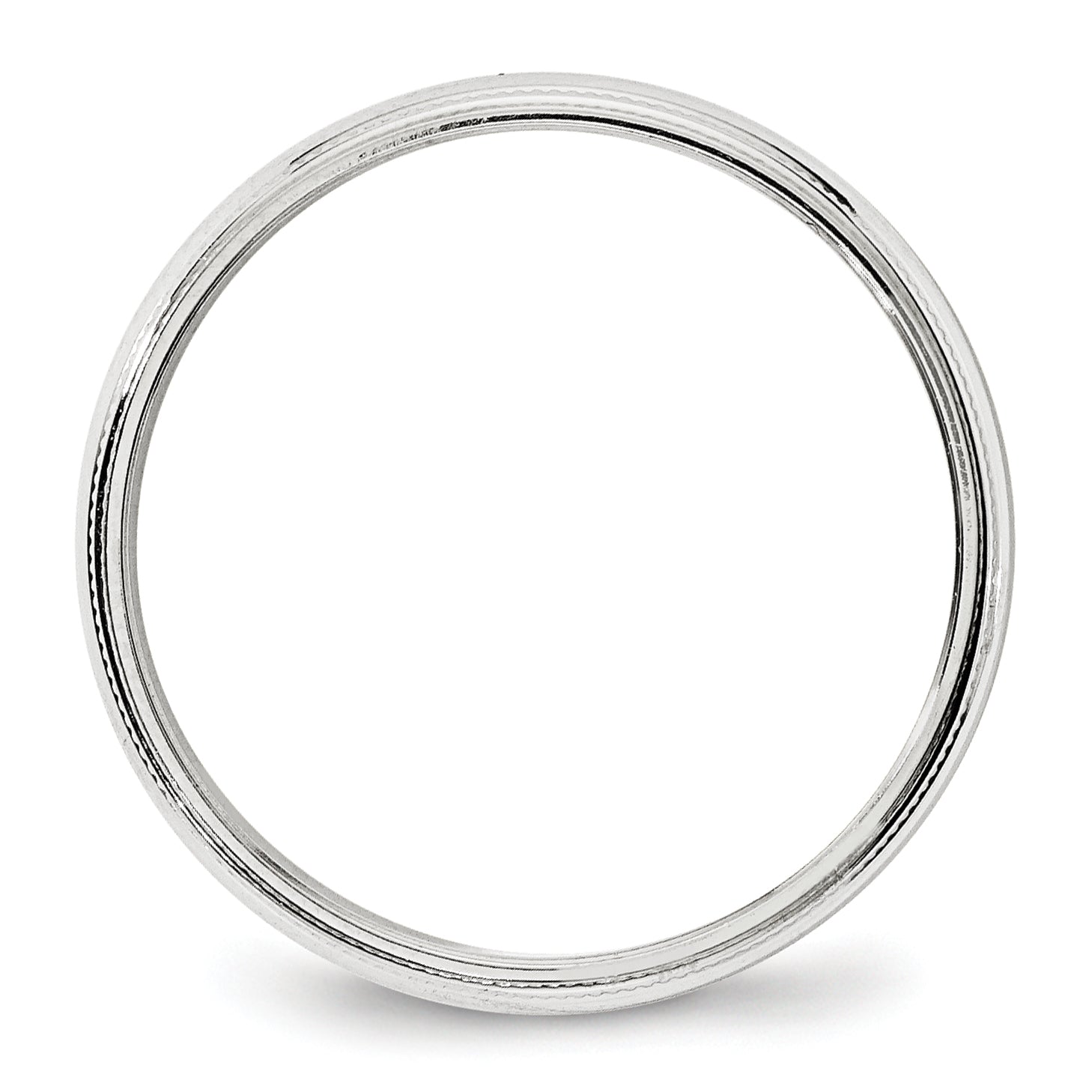4.0mm 10K White Gold Milgrain Half Round Wedding Band - Sophia Jewelers