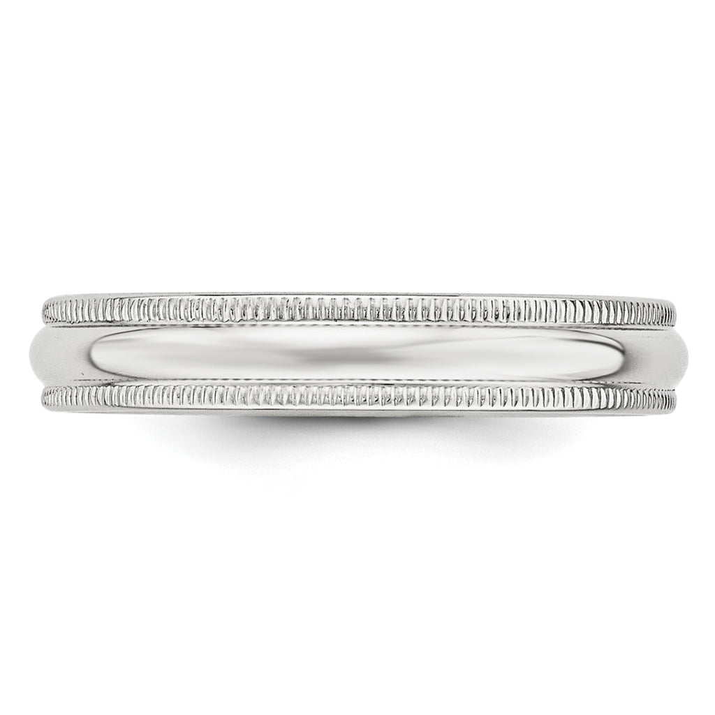 14k White Gold 4mm Milgrain Half Round Wedding Band Size 14