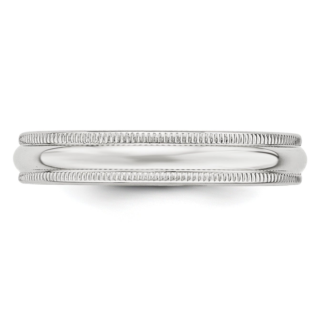 14k White Gold 4mm Milgrain Half Round Wedding Band Size 14