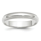 14k White Gold 4mm Milgrain Half Round Wedding Band Size 14