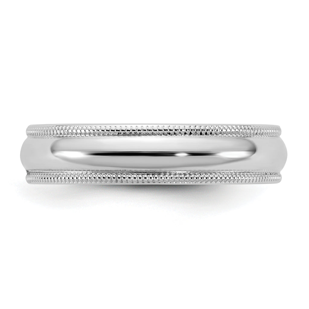 4.5mm 10K White Gold Milgrain Half Round Wedding Band - Sophia Jewelers