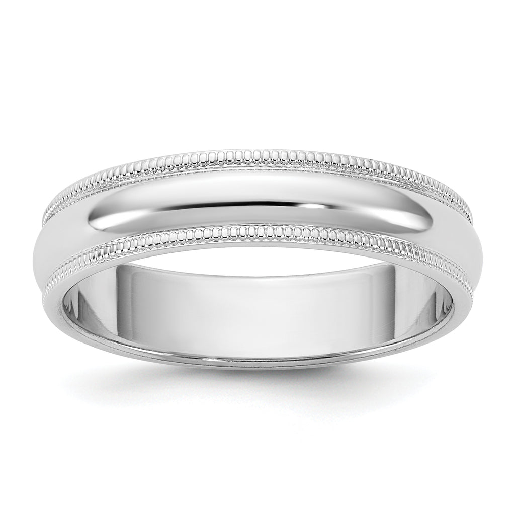 4.5mm 10K White Gold Milgrain Half Round Wedding Band - Sophia Jewelers