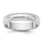 4.5mm 10K White Gold Milgrain Half Round Wedding Band - Sophia Jewelers