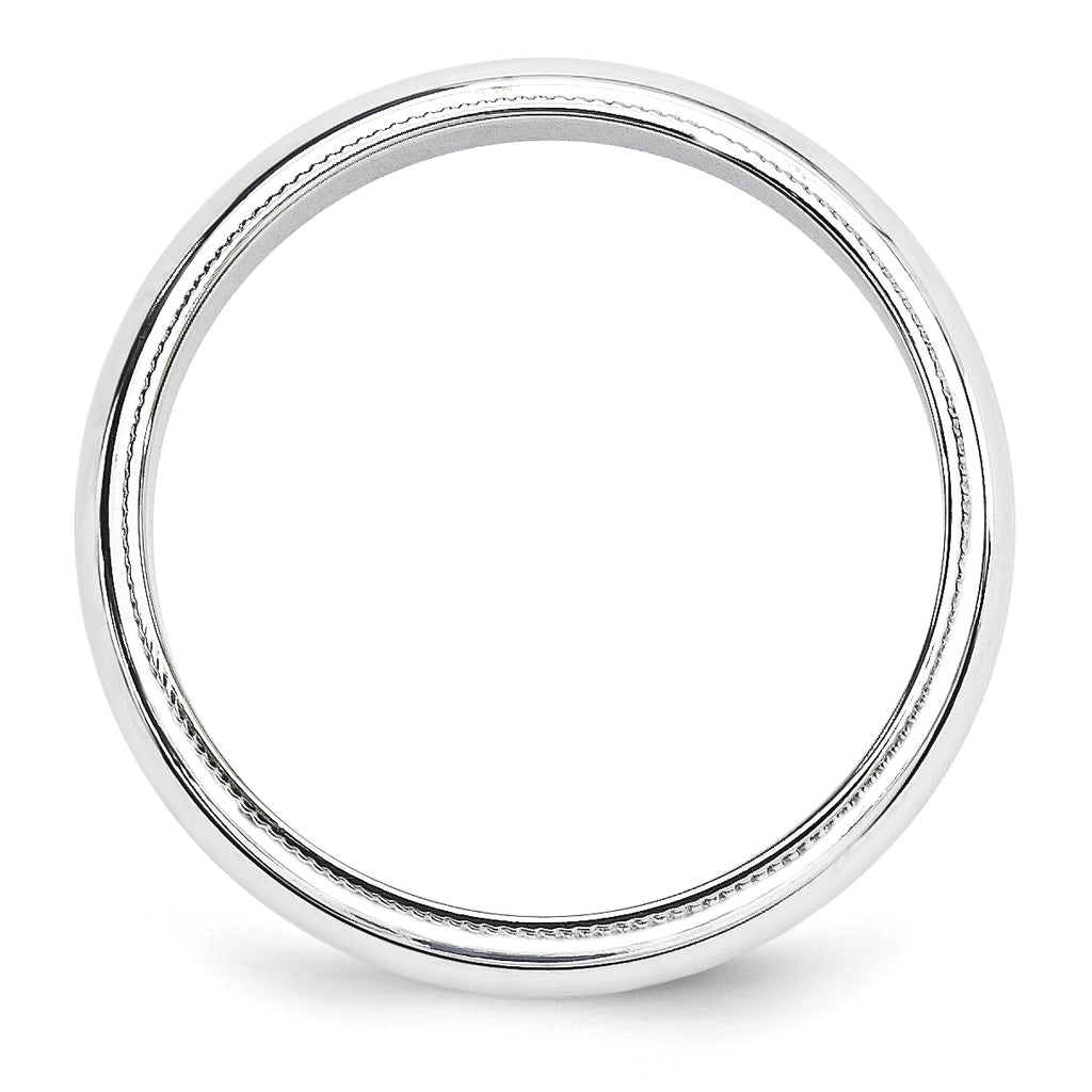 5.0mm 10K White Gold Milgrain Half Round Wedding Band - Sophia Jewelers