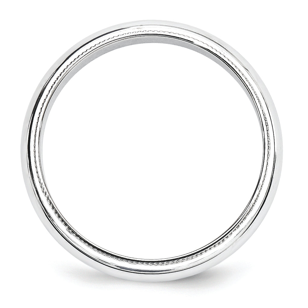 5.0mm 10K White Gold Milgrain Half Round Wedding Band - Sophia Jewelers