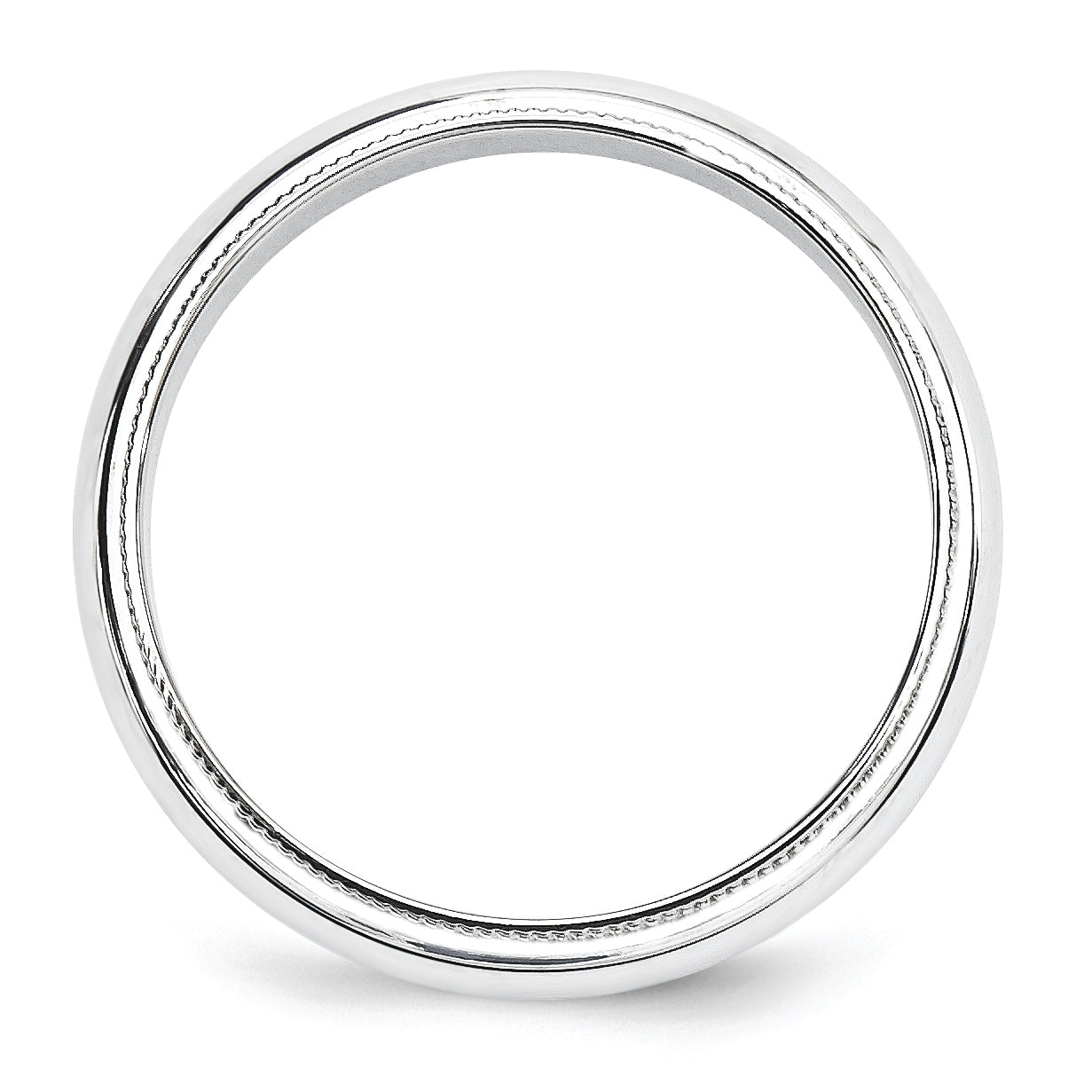 5.0mm 10K White Gold Milgrain Half Round Wedding Band - Sophia Jewelers