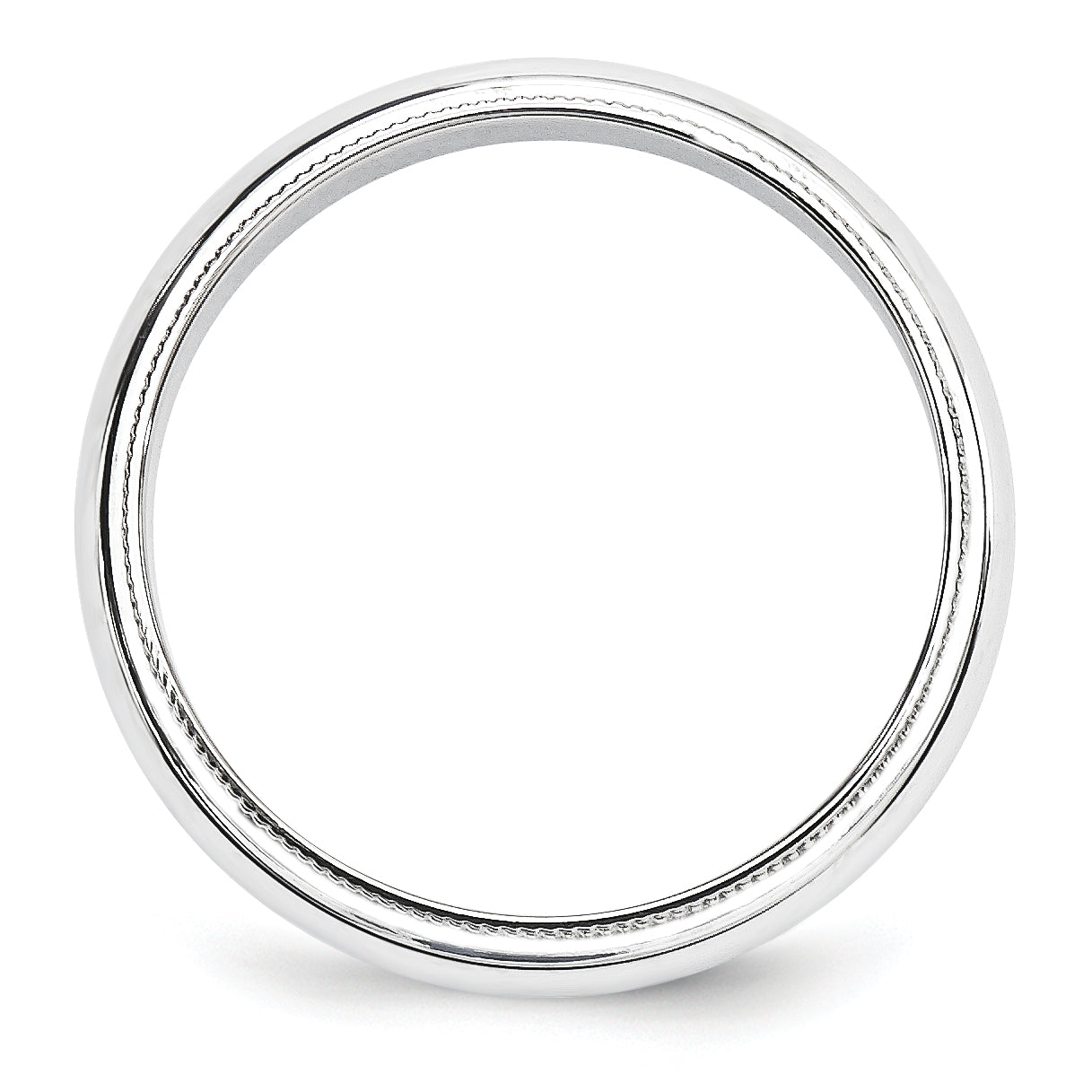 14k White Gold 5mm Milgrain Half Round Wedding Band Secondary image