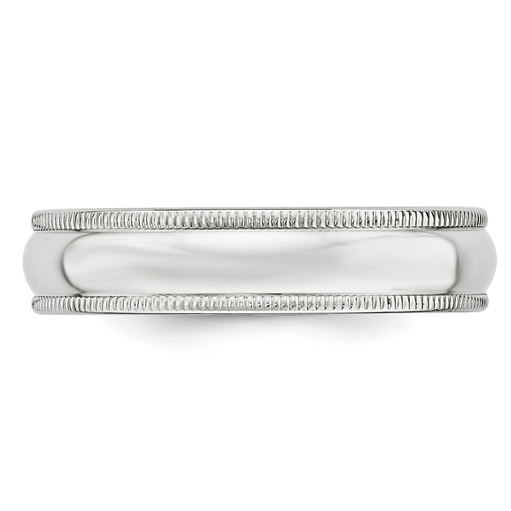 5.0mm 10K White Gold Milgrain Half Round Wedding Band - Sophia Jewelers