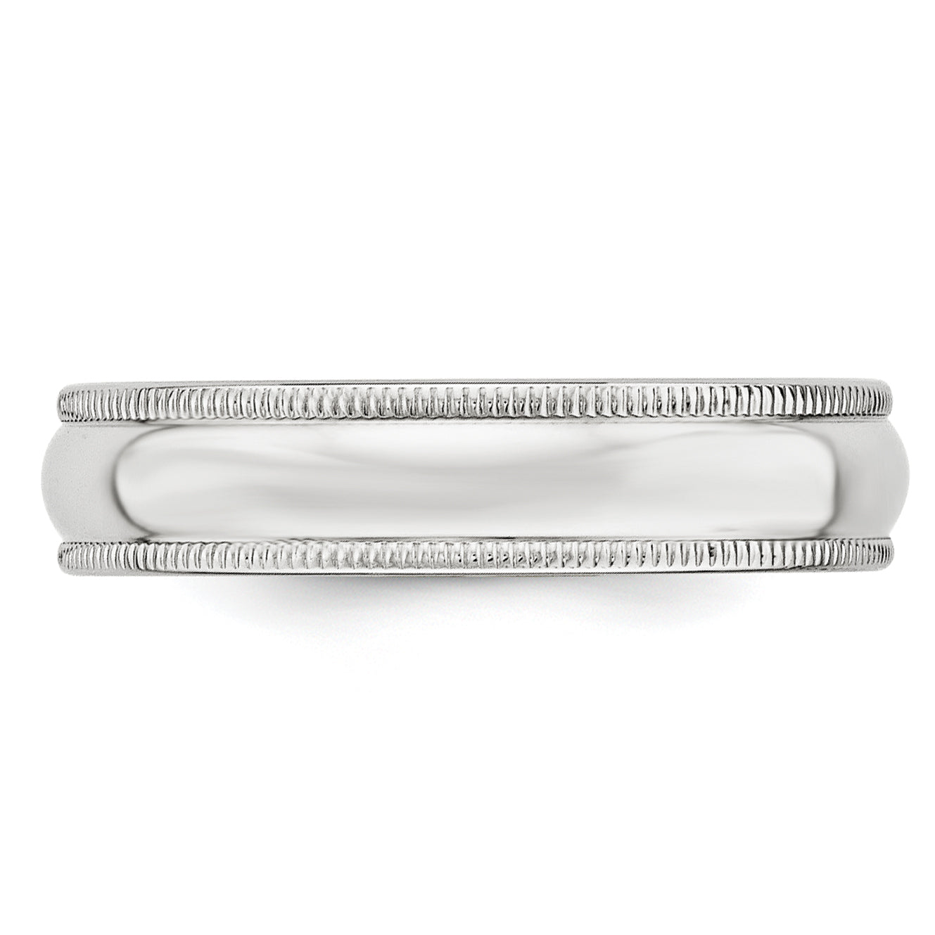 5.0mm 10K White Gold Milgrain Half Round Wedding Band - Sophia Jewelers