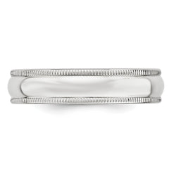 14k White Gold 5mm Milgrain Half Round Wedding Band Size 14