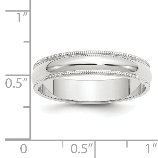 5.0mm 10K White Gold Milgrain Half Round Wedding Band - Sophia Jewelers