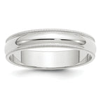 5.0mm 10K White Gold Milgrain Half Round Wedding Band - Sophia Jewelers