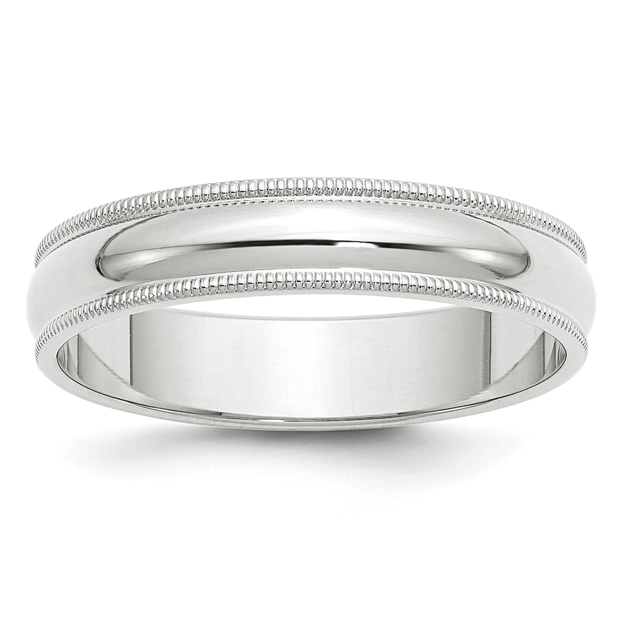14k White Gold 5mm Milgrain Half Round Wedding Band