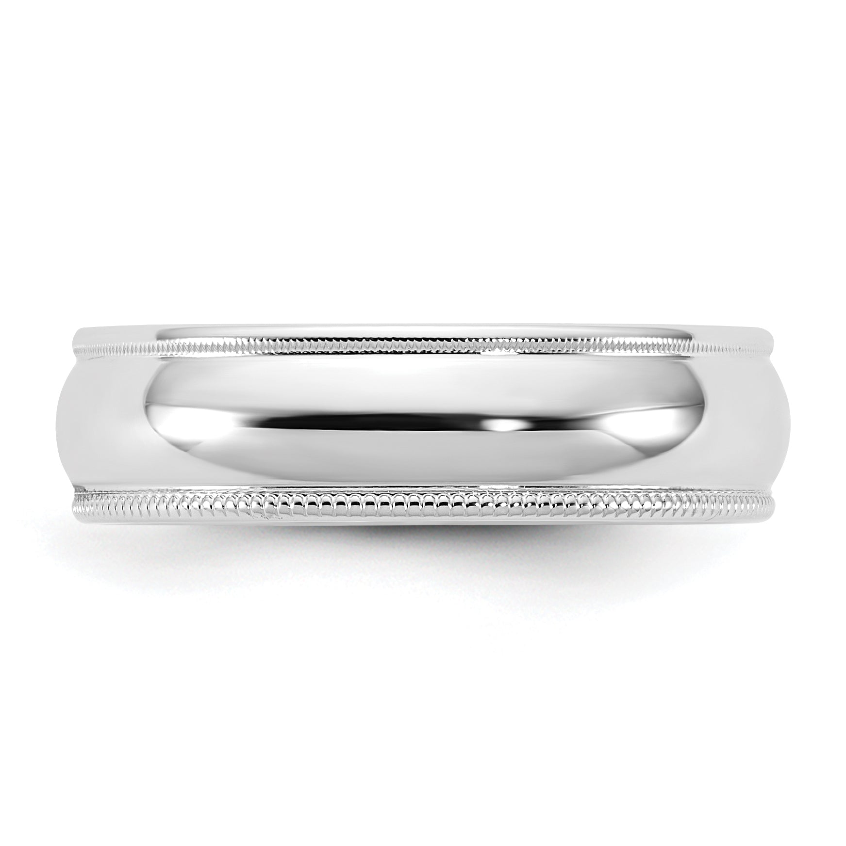 5.5mm 10K White Gold Milgrain Half Round Wedding Band Secondary image