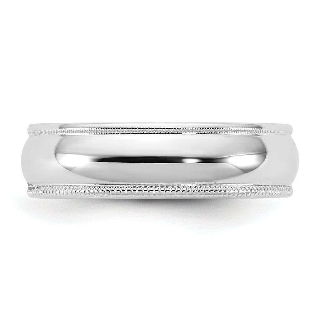 5.5mm 10K White Gold Milgrain Half Round Wedding Band - Sophia Jewelers