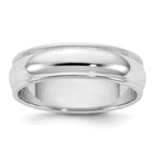 5.5mm 10K White Gold Milgrain Half Round Wedding Band - Sophia Jewelers