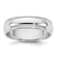14KW 5.5mm Milgrain Half Round Band Size 14