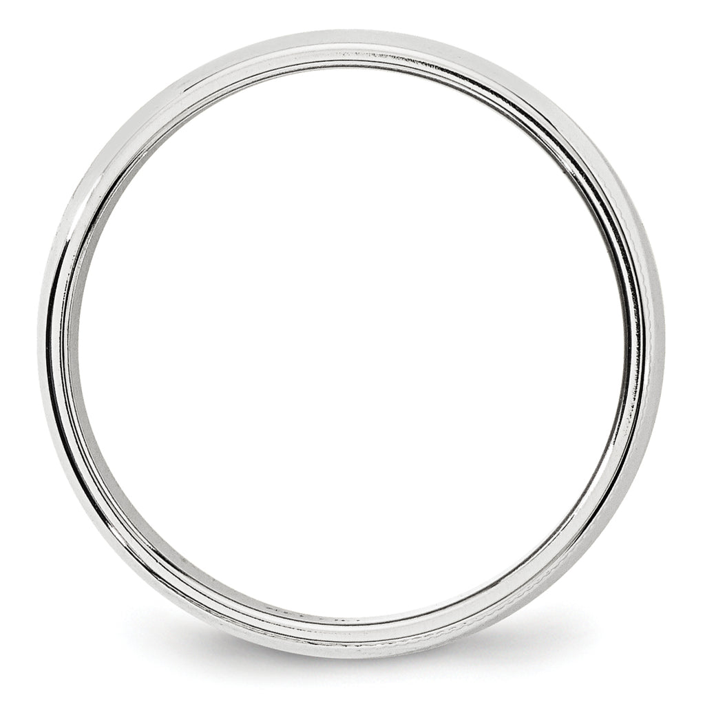 14k White Gold 6mm Milgrain Half Round Wedding Band