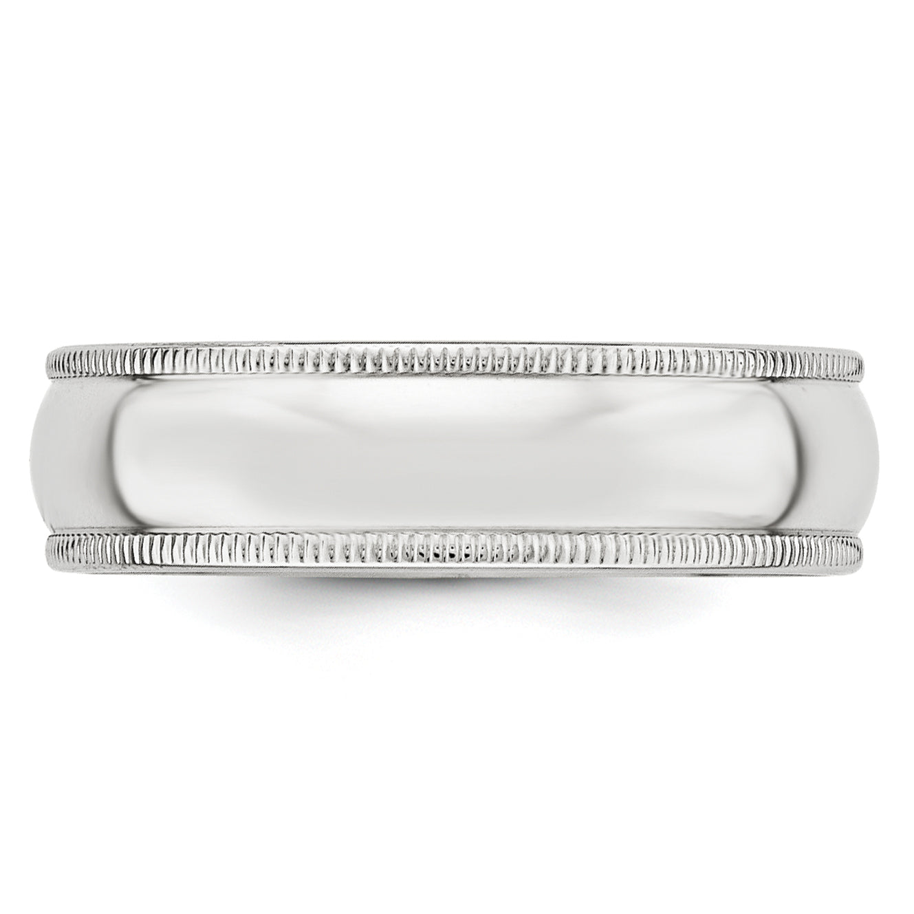 14k White Gold 6mm Milgrain Half Round Wedding Band