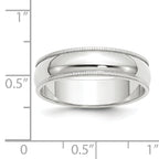 6.0mm 10K White Gold Milgrain Half Round Wedding Band - Sophia Jewelers
