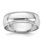 6.5mm 10K White Gold Milgrain Half Round Wedding Band - Sophia Jewelers