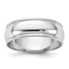 14KW 6.5mm Milgrain Half Round Band Size 14