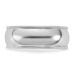7.0mm 10K White Gold Milgrain Half Round Wedding Band - Sophia Jewelers