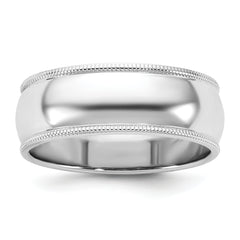 14KW 7mm Milgrain Half Round Band Size 14
