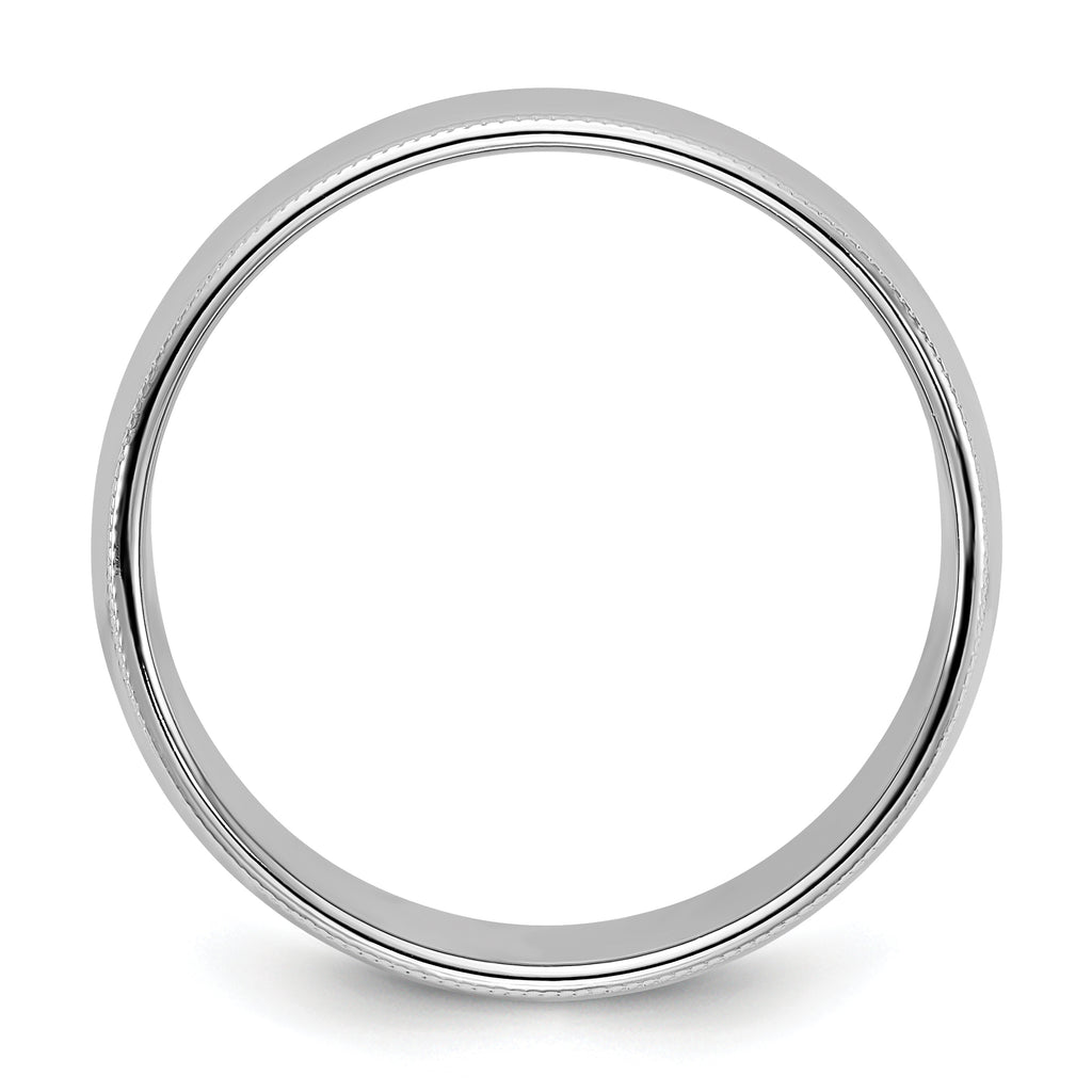 14k White Gold 8mm Milgrain Half Round Wedding Band