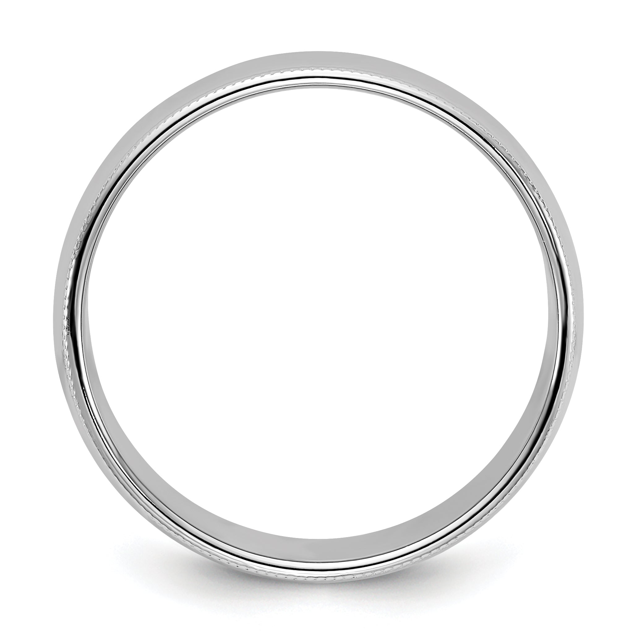 14k White Gold 8mm Milgrain Half Round Wedding Band