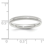 14k White Gold 3mm Milgrain Half Round Comfort Fit Wedding Band