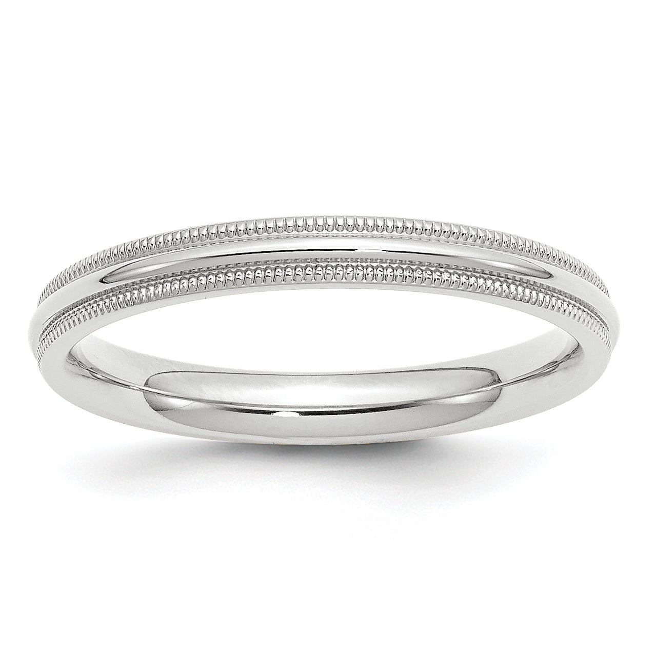 3.0mm 10K White Gold Milgrain Comfort Fit Wedding Band - Sophia Jewelers