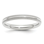 14k White Gold 3mm Milgrain Half Round Comfort Fit Wedding Band