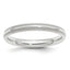 14k White Gold 3mm Milgrain Half Round Comfort Fit Wedding Band