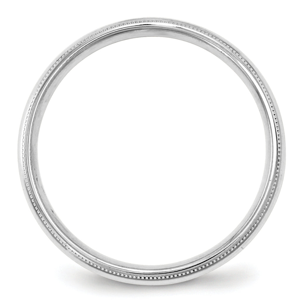 14k White Gold 4mm Milgrain Half Round Comfort Fit Wedding Band