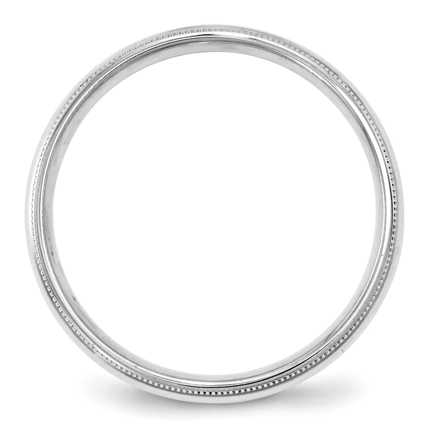 14k White Gold 4mm Milgrain Half Round Comfort Fit Wedding Band