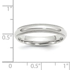 14k White Gold 4mm Milgrain Half Round Comfort Fit Wedding Band