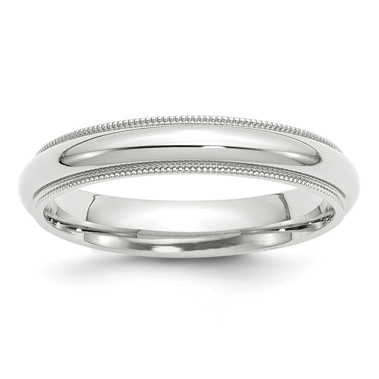 4.0mm 10K White Gold Milgrain Comfort Fit Wedding Band - Sophia Jewelers Main image