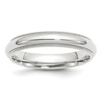 14k White Gold 4mm Milgrain Half Round Comfort Fit Wedding Band