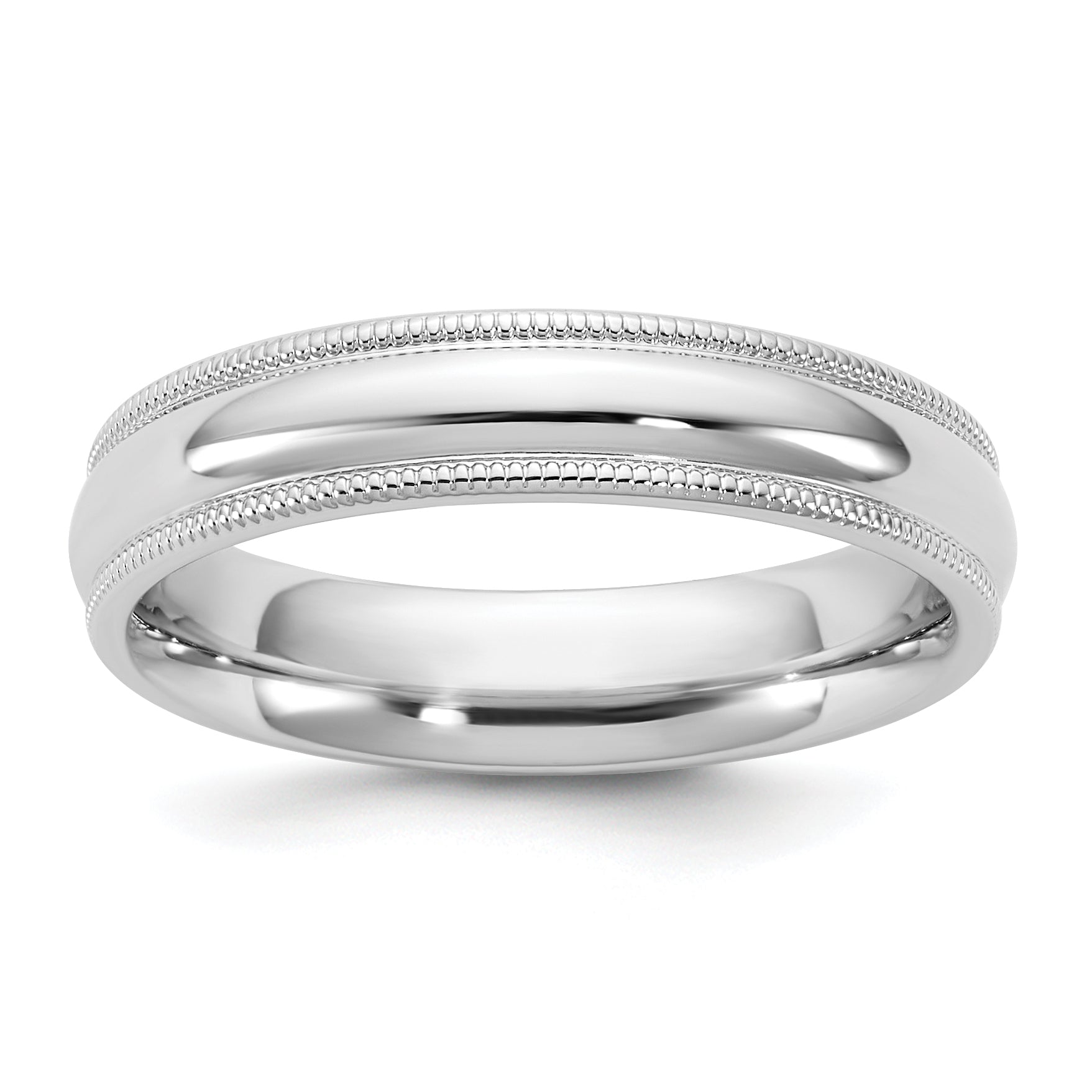 4.5mm 10K White Gold Milgrain Comfort Fit Wedding Band - Sophia Jewelers Main image