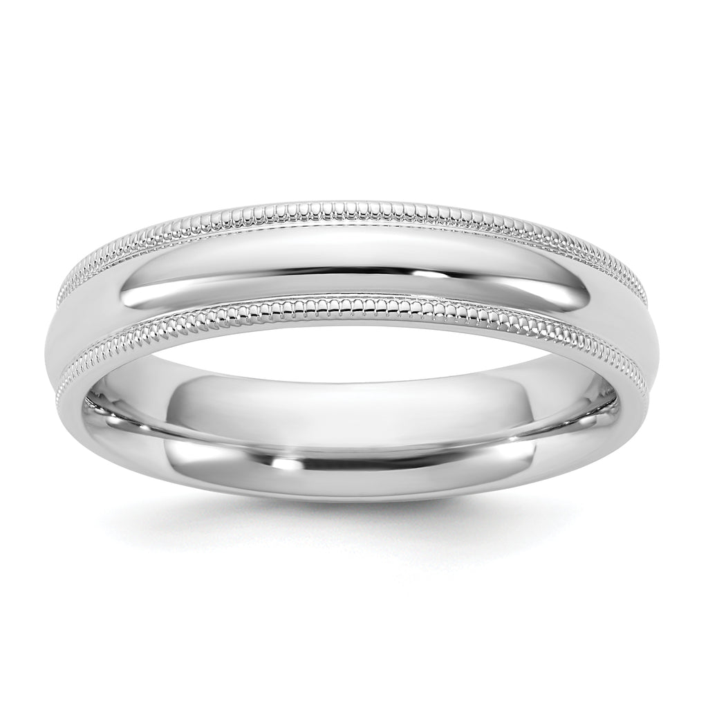 4.5mm 10K White Gold Milgrain Comfort Fit Wedding Band - Sophia Jewelers