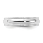 14k White Gold 5mm Milgrain Half Round Comfort Fit Wedding Band
