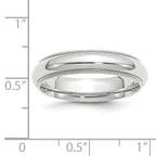 14k White Gold 5mm Milgrain Half Round Comfort Fit Wedding Band