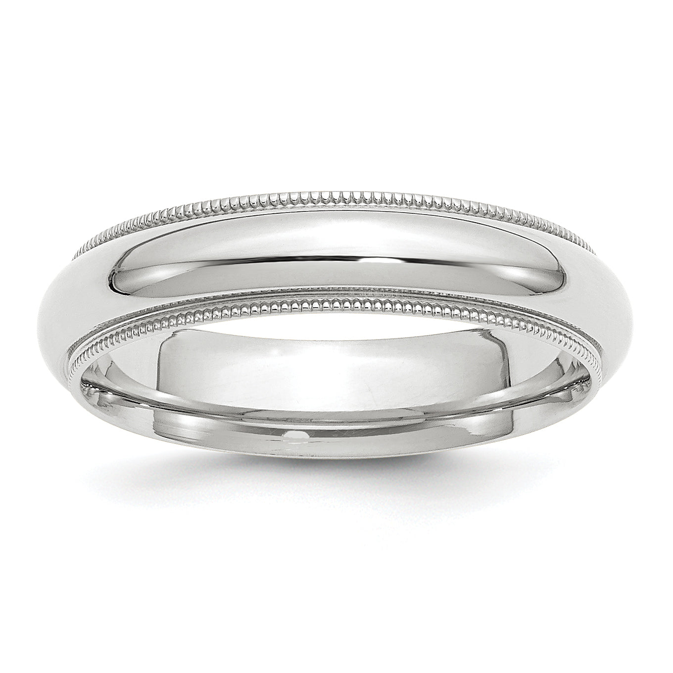 14k White Gold 5mm Milgrain Half Round Comfort Fit Wedding Band Main image
