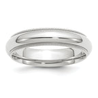 14k White Gold 5mm Milgrain Half Round Comfort Fit Wedding Band